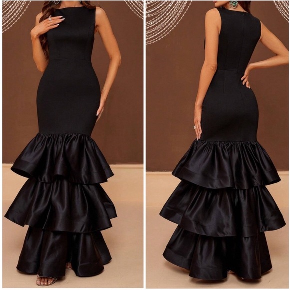 Luxe Ruffle Hem Sleeveless Party Formal Wedding Dress XS S M L - Picture 2 of 3